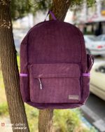 کوله پشتی مخمل کبریتی ست با جامدادی - Image 2