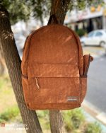 کوله پشتی مخمل کبریتی ست با جامدادی - Image 6