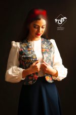 ست شومیز دامن ژیله مدل انار سرمه ای - Image 2