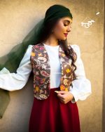 ست شومیز دامن ژیله مدل انار (زرشکی) - Image 2