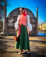 ست شومیز دامن ژیله مدل انار (سبز)