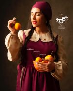 مانتو و سارافن بلوط ( کرم ارغوانی )