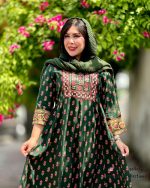 مانتو پیراهنی سنتی سرو ( رنگ سبز ) - Image 2