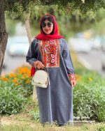 مانتو پیراهنی سنتی نارین (طوسی) - Image 2
