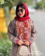 مانتو پیراهنی سنتی نارین (قهوه ای )