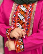 مانتو پیراهنی سنتی نارین (سرخابی) - Image 4