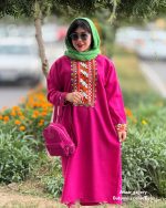 مانتو پیراهنی سنتی نارین (سرخابی) - Image 2