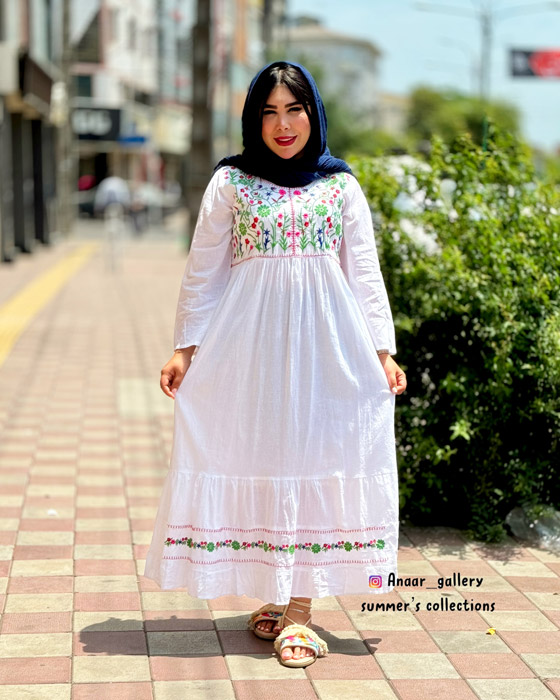 photo-output مانتو پیراهنی نیلوفر (سفید) - Image 1