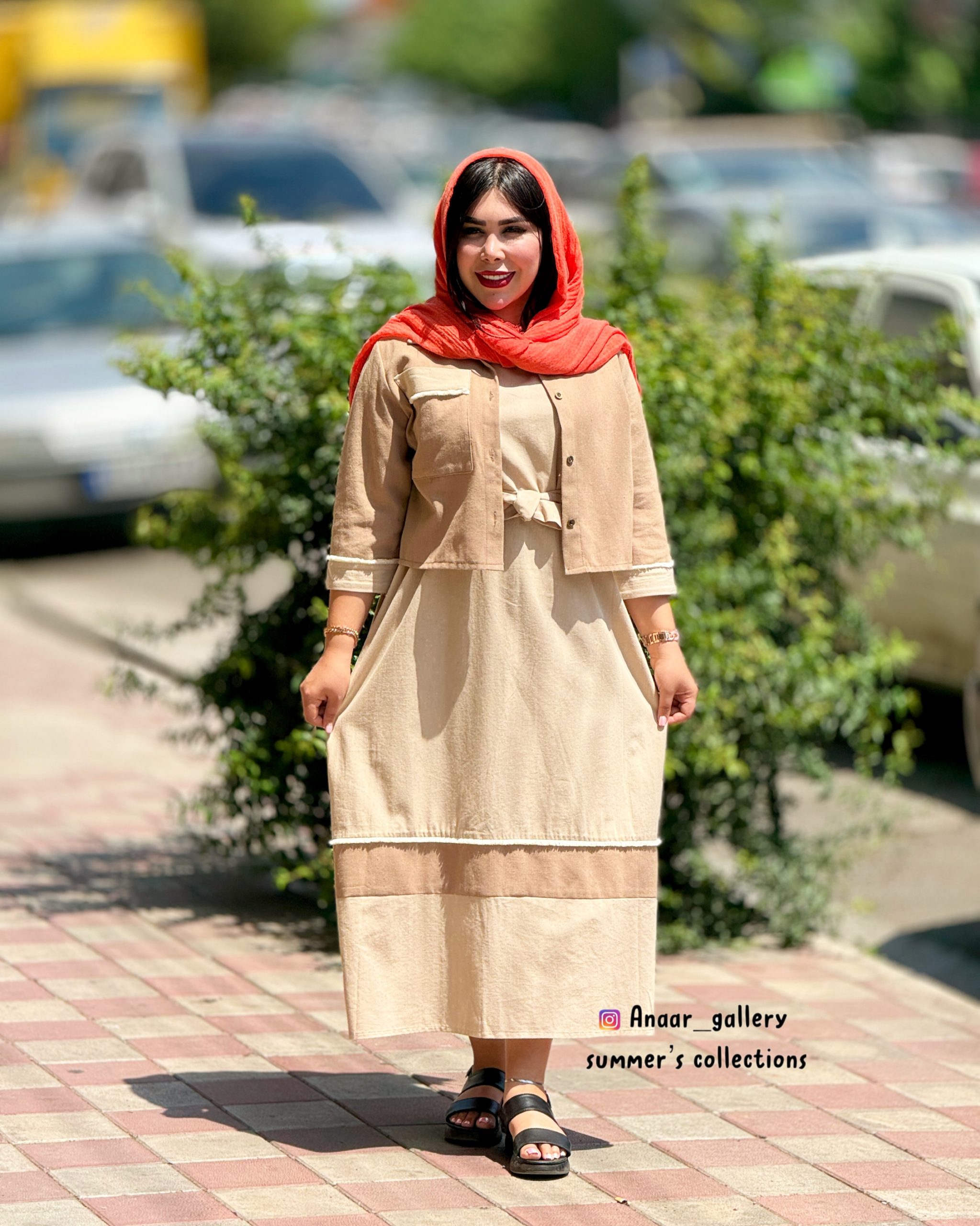 photo-output 4 ست کت و سارافن آسینا ( کرم ) - Image 1
