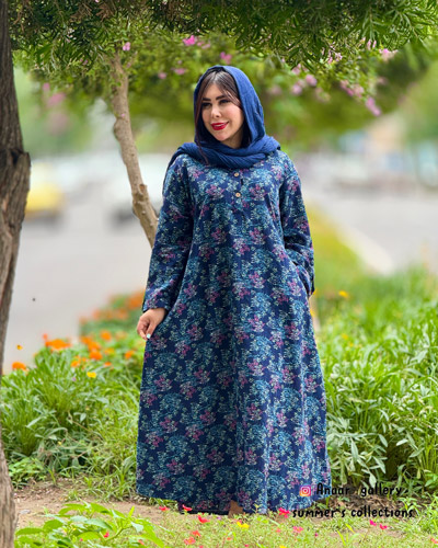 photo-output-7 پیراهن پامچال ( سورمه ای گلدار ) - Image 1