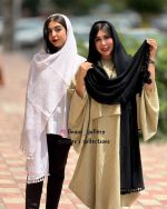 شال الیافی مشکی و سفید