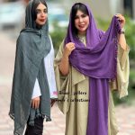 شال الیافی بنفش و طوسی تیره