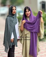 شال الیافی بنفش و طوسی تیره