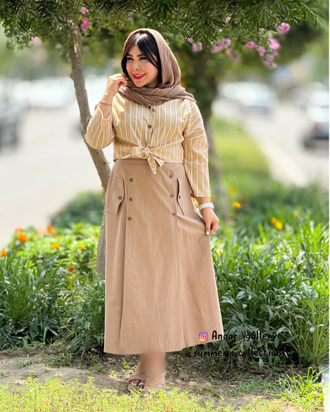 IMG_7987 ست کت و دامن گلبهار (کرم) - Image 1
