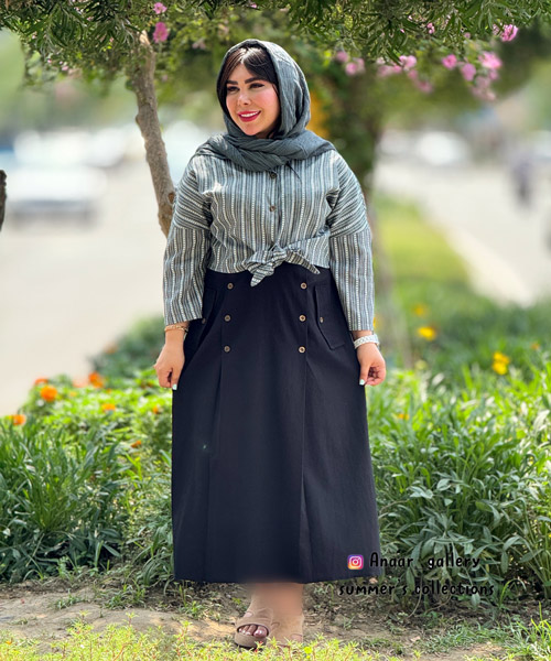 IMG_7989 ست کت و دامن گلبهار (مشکی) - Image 1