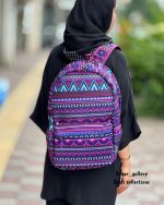 کوله پشتی ریزو طرح دار بنفش