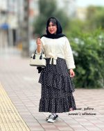 ست شومیز و دامن ارکیده (خالدار)