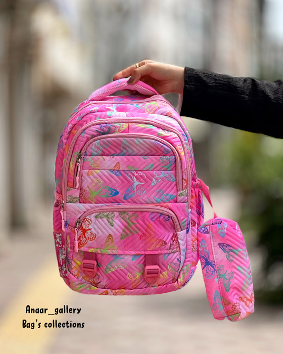 photo-output-3 کوله پشتی بچگانه ست با جامدادی طرح پروانه - Image 1