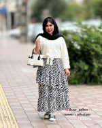 ست شومیز و دامن ارکیده (سفید مشکی)