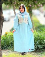 ست پیراهن و جلیقه دلسا (آبی روشن)