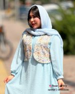 ست پیراهن و جلیقه دلسا (آبی روشن) - Image 3