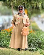 ست پیراهن و وست طناز (کرم) - Image 2