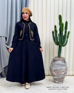 ست ژیله و پیراهن گل پونه (مشکی)