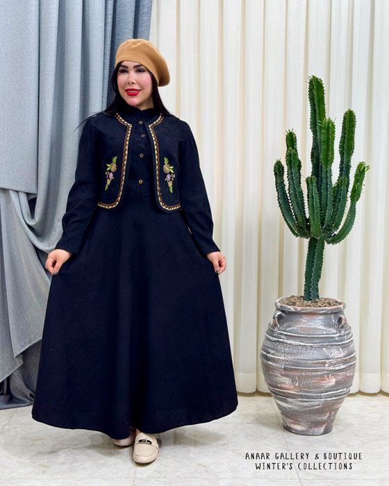 photo-output ست ژیله و پیراهن گل پونه (مشکی) - Image 1