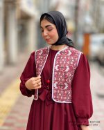 ست پیراهن و جلیقه یلدا (زرشکی) - Image 5