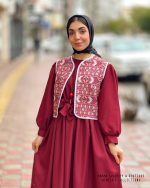 ست پیراهن و جلیقه یلدا (زرشکی) - Image 4