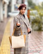 کیف دوشی چرم کرم