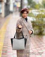 کیف دوشی چرم طوسی