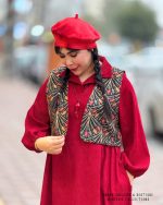 ست پیراهن و وست طناز (زرشکی مدل 1) - Image 2