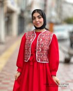 ست پیراهن و جلیقه یلدا (قرمز) - Image 4