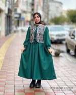 ست پیراهن و جلیقه یلدا (سبز)