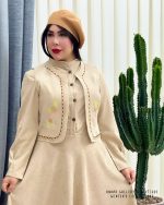ست ژیله و پیراهن گل پونه (کرم) - Image 2