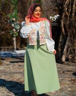 ست شومیز دامن و وست ماه تاب(سبز) - Image 3