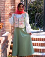 ست شومیز دامن و وست ماه تاب(سبز)