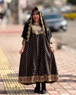 مانتو پیراهنی سنتی ثمین (مشکی)