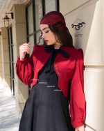 کت و سارافون بادام (مشکی قرمز) - Image 2