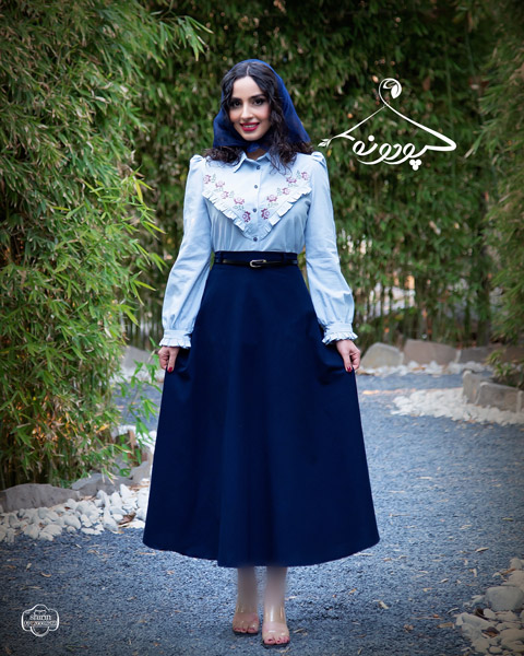 IMG_8744 شومیز دامن شهرزاد (سورمه ای) - Image 1