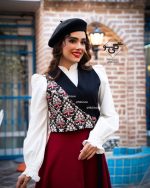 ست شومیز و دامن و وست ایماژ (زرشکی) - Image 2