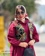 ست پیراهن و جلیقه طناز(زرشکی) - Image 2