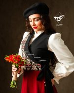 ست شومیز و دامن و وست ایماژ (زرشکی) - Image 4