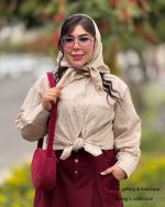 ست شومیز و دامن ارغوان کرم زرشکی - Image 2