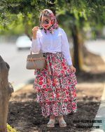 ست شومیز و دامن و روسری بهار
