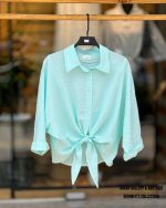شومیز گره ای ساده در 7 رنگ - Image 6