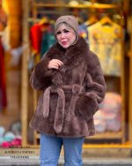 کت خز بلند قهوه ای - Image 3