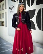 کت و سارافن طرح میهن (مشکی قرمز)